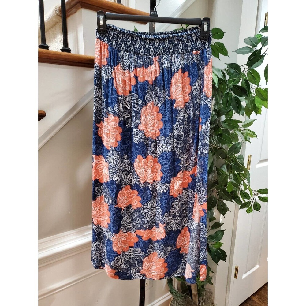 Hazel Hazel Hazel Women's Blue Floral 100% Rayon A-Line Casual Long Skirt Size M